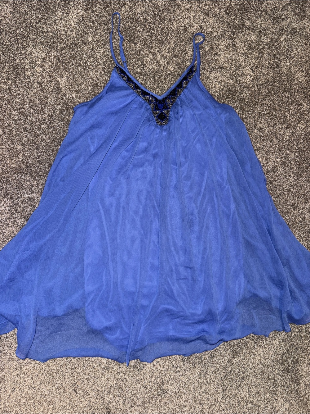 Express Royal Blue Spaghetti Strap Flowy Dress
